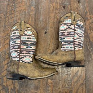 Twister Kids Cowgirl Boots in Brown and Multicolor Size 11 litttle kids